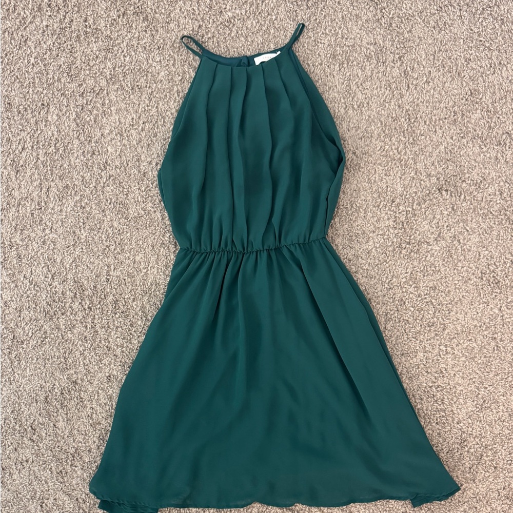 Sleeveless green Halter Dress